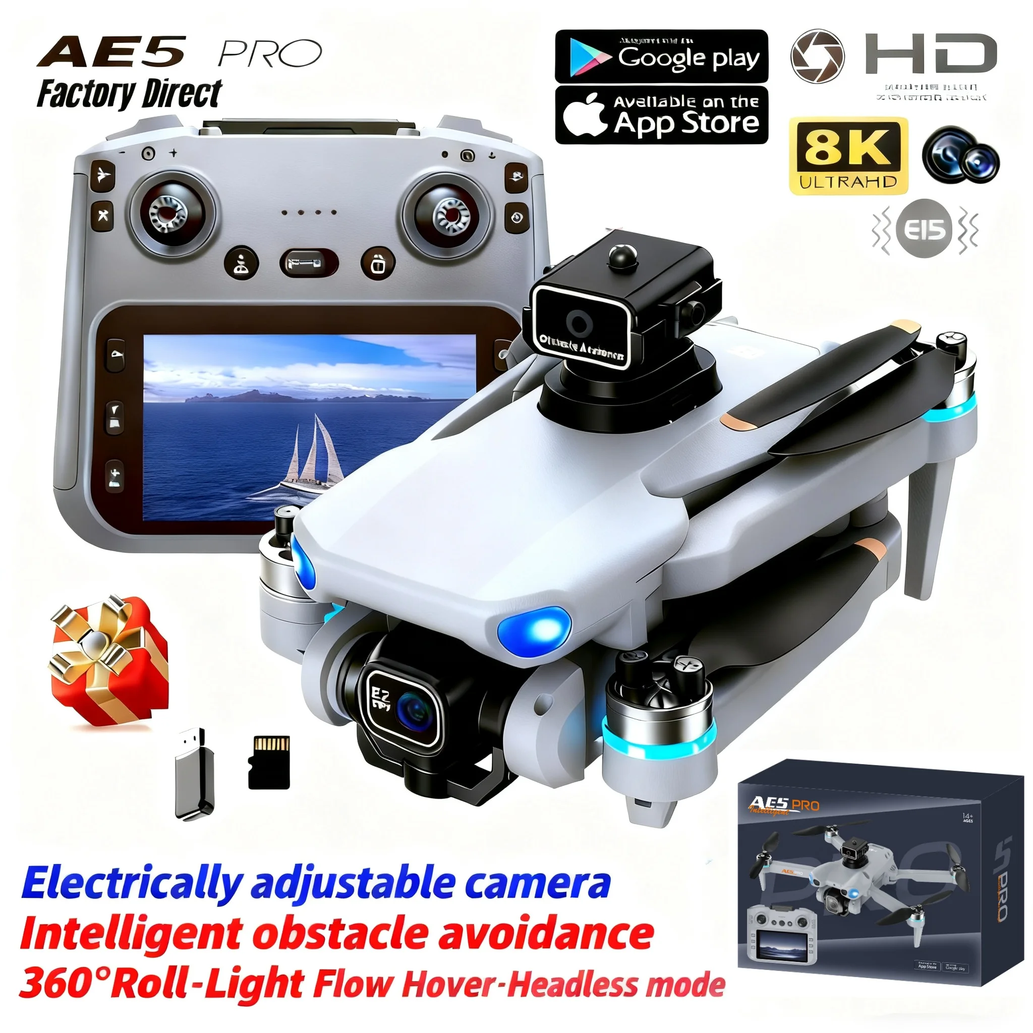 Drone Video Production - Dron AE5 Pro 8K HD, ekran