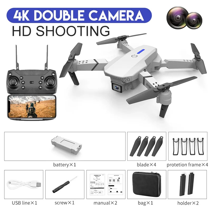 Inteligentny składany dron E88 – Drone Cinematic recenzja i cena